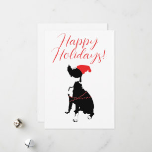 Cartão De Festividades Férias Felizes com Pitbull, chapéu de Papai Noel e