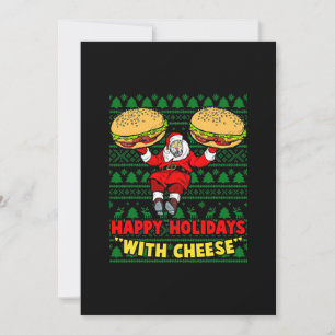Cartão De Festividades Férias Felizes Com Queijo. Cheeseburger de Natal