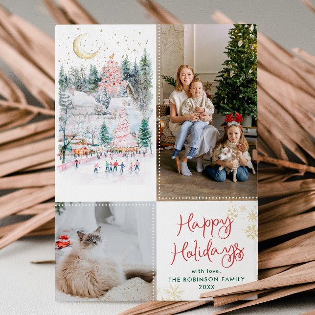 Cartão De Festividades Férias Felizes da Floresta Festiva Vermelha Feliz  (Criador carregado)