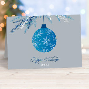 Cartão De Festividades Férias Felizes de Negócios Azul Prata Elegante