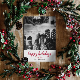 Cartão De Festividades Férias Felizes | Foto de Natal Vermelho Minimalist