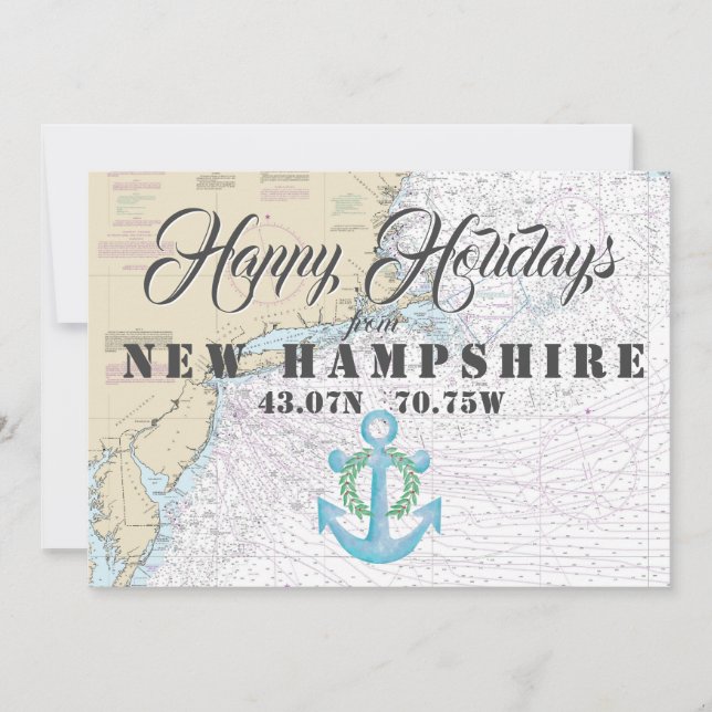Cartão De Festividades Férias Felizes Náuticas de New Hampshire (Frente)