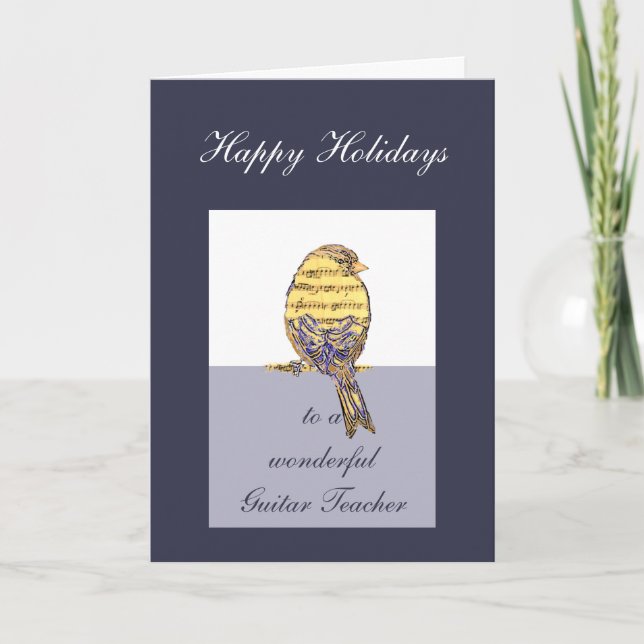 Cartão De Festividades Férias Felizes Professor de Guitarra Nota Musical  (Frente)