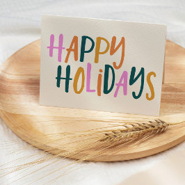 Cartão De Festividades Férias Felizes | Tipografia Colorida Bonita