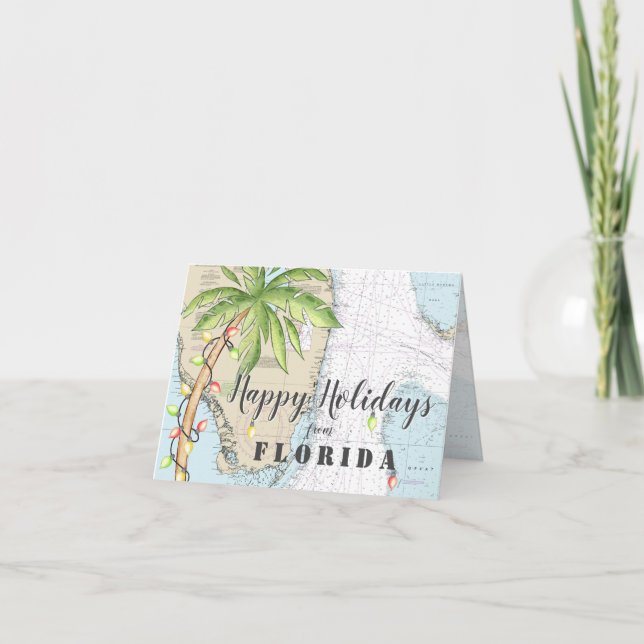 Cartão De Festividades Férias Felizes Tropicais Náuticas da Flórida (Frente)