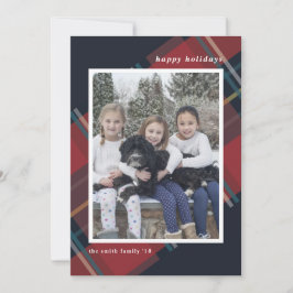 Cartão De Festividades Férias Felizes Xadrez Vermelho Natal Foto Personal