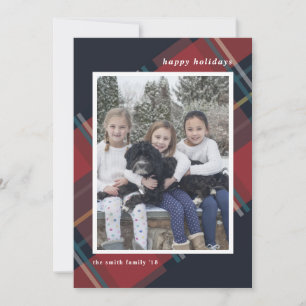 Cartão De Festividades Férias Felizes Xadrez Vermelho Natal Foto Personal