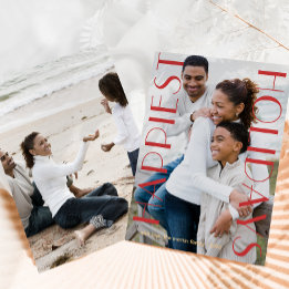 Cartão De Festividades Férias Festivas Vermelhas Duas Fotografias Mais Fe