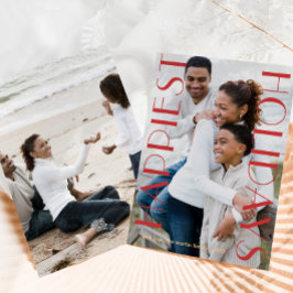 Cartão De Festividades Férias Festivas Vermelhas Duas Fotografias Mais Fe