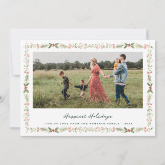 Cartão De Festividades férias mais felizes moldura floral foto natal