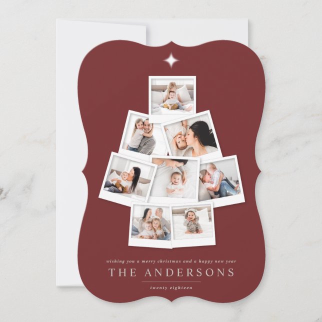 Cartão De Festividades Férias multifotos da árvore de Natal (Frente)