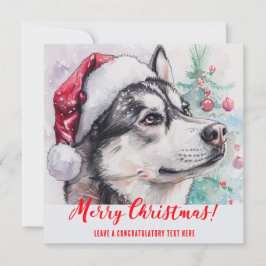 Cartão De Festividades Férias Personalizadas com Siberian Husky