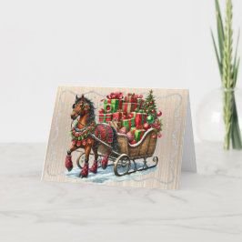 Cartão De Festividades Férias Rústicas Cavalo Natal