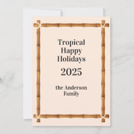Cartão De Festividades Férias Tropicais Felizes, Moldura de Bambu