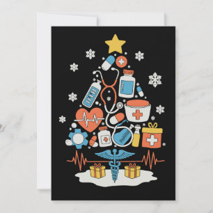 Cartão De Festividades Ferramentas Médicas Árvore de Natal Enfermeira Méd