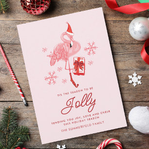 Cartão De Festividades Fesingo Flamingo Tropical Costeira Engraçado Natal