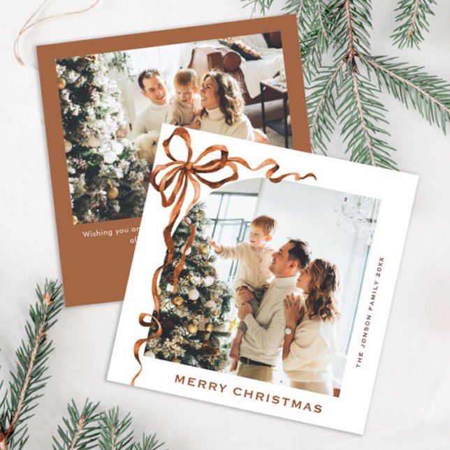 Cartão De Festividades FesNatal Beige Boho Arco Friso 2 Foto (Criador carregado)