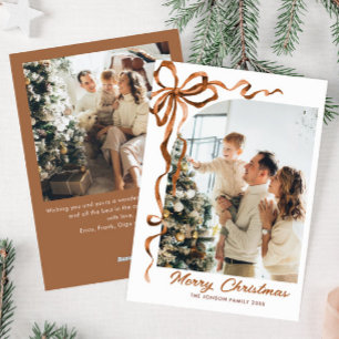 Cartão De Festividades FesNatal Beige Boho Arco Friso 2 Foto