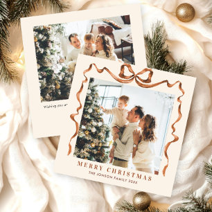 Cartão De Festividades FesNatal Beige Boho Arco Friso 2 Foto