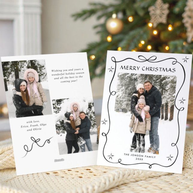 Cartão De Festividades FesNatal Boho Arco Negro Fita 3 Foto (Criador carregado)