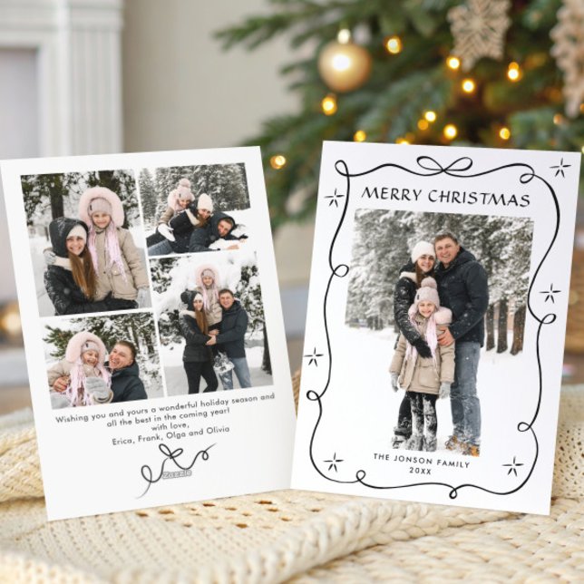 Cartão De Festividades FesNatal Boho Arco Negro Fita 5 Foto (Criador carregado)