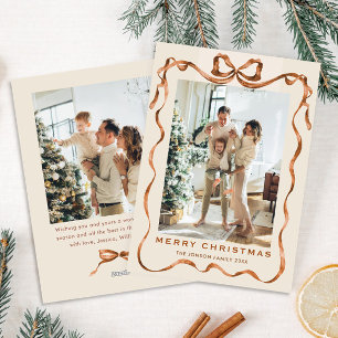 Cartão De Festividades FesNatal Boho Beige Arco Friso 2 Foto