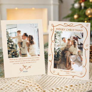 Cartão De Festividades FesNatal Boho Beige Arco Friso 2 Foto