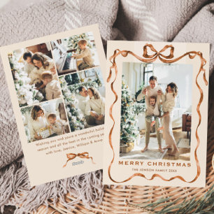 Cartão De Festividades FesNatal Boho Beige Arco Friso 5 Foto