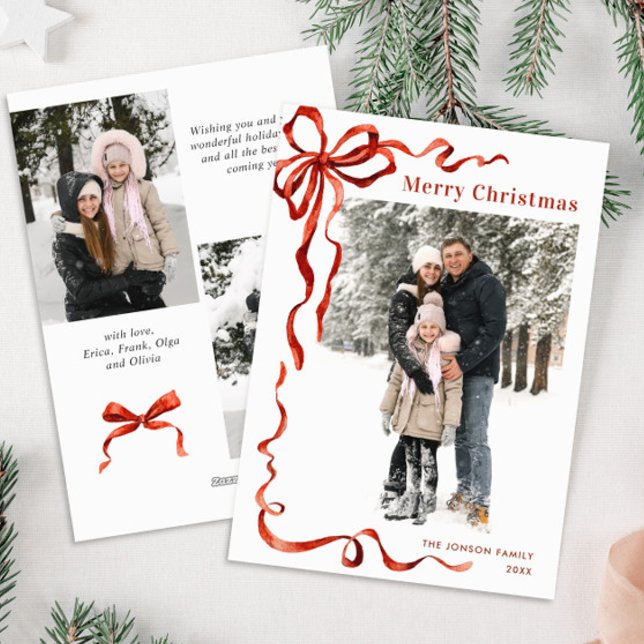 Cartão De Festividades FesNatal Boho Red Arco Friso 3 Foto (Criador carregado)