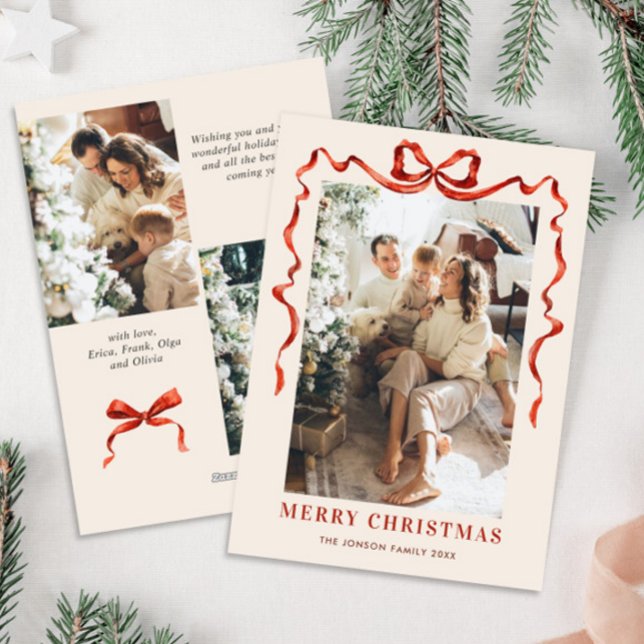 Cartão De Festividades FesNatal Boho Red Arco Friso 3 Foto (Criador carregado)