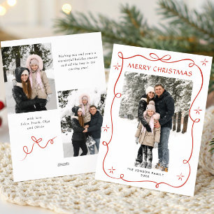 Cartão De Festividades FesNatal Boho Red Arco Friso 3 Foto