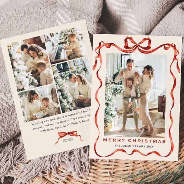 Cartão De Festividades FesNatal Boho Red Arco Friso 5 Foto (Criador carregado)
