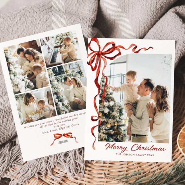 Cartão De Festividades FesNatal Boho Red Arco Friso 5 Foto (Criador carregado)