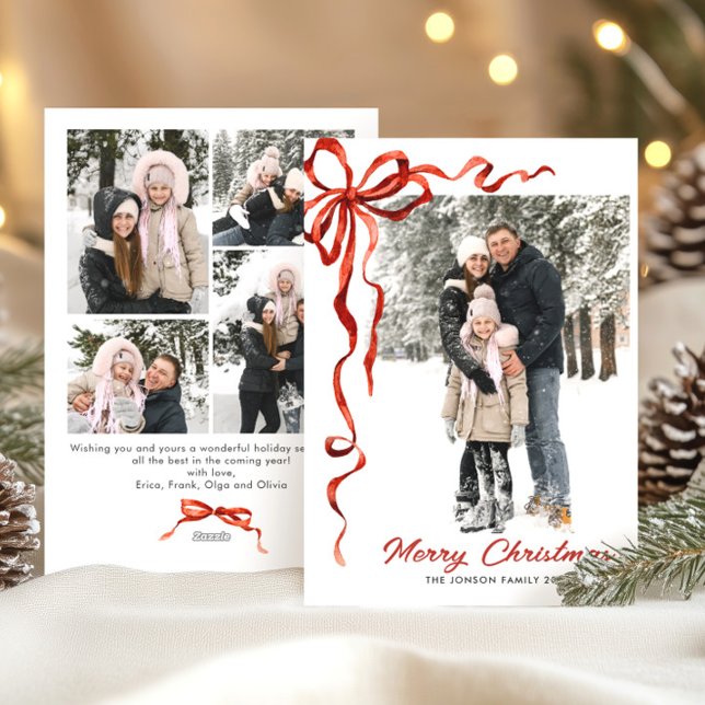 Cartão De Festividades FesNatal Boho Red Arco Friso 5 Foto (Criador carregado)