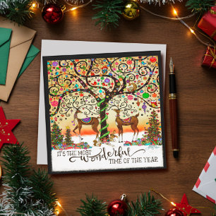 Cartão De Festividades FesNatal Reindeer Maravilhosa Citação do Tempo