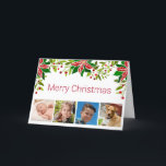 Cartão De Festividades FEST Poinsettia e Holly Quatro Foto<br><div class="desc">Joyous e na moda festiva Poinsettia Quatro Cartão de Vestígio Fotográfico de Natal que pode ser personalizado.</div>