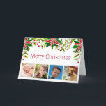 Cartão De Festividades FEST Poinsettia e Holly Quatro Foto<br><div class="desc">Joyous e na moda festiva Poinsettia Quatro Cartão de Vestígio Fotográfico de Natal que pode ser personalizado.</div>