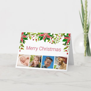 Cartão De Festividades FEST Poinsettia e Holly Quatro Foto
