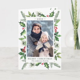 Cartão De Festividades FEST Watercolor Holly Berry FOTO Natal