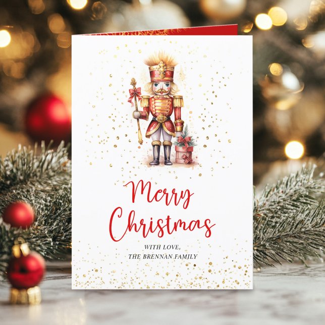 Cartão De Festividades Festa Botânica Tradicional do Quebra-Nozes (Nutcracker Traditional Festive Botanical Christmas Holiday Card)