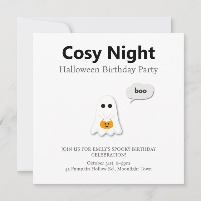 Cartão De Festividades Festa de aniversário de Halloween | Design de fant (Frente)