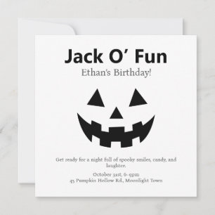 Cartão De Festividades Festa de aniversário de Halloween Jack O' Fun Pu