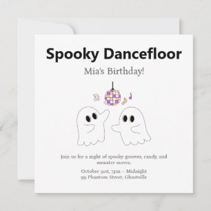 Cartão De Festividades Festa de aniversário de Halloween Spooky Dancefl