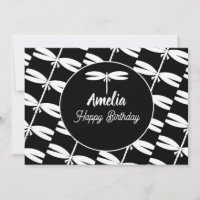Festa de Aniversário de Libélulas Preto e Branco p