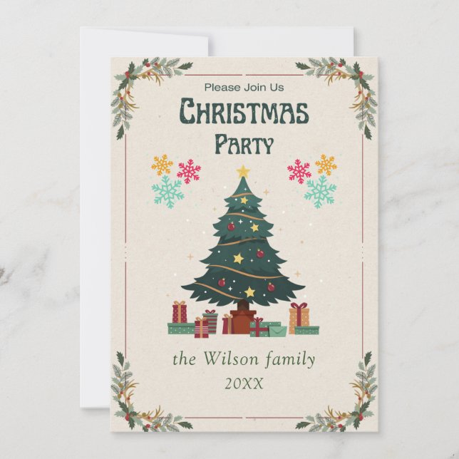 Cartão De Festividades Festa de Árvore de Natal Simples Não Foto (Frente)