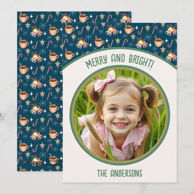 Cartão De Festividades Festa de Cacau Quente de Foto de Natal Bonito (Frente/Verso)