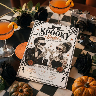 Cartão De Festividades Festa de Cocktail de Halloween Social Assustadora