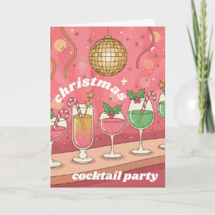 Cartão De Festividades Festa de Cocktail de Natal Retro Groovy