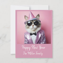 Cartão De Festividades Festa de feliz ano novo - Gato em Disguise