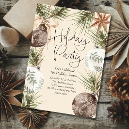 Cartão De Festividades Festa de Férias ao Redor dos Ornamentos